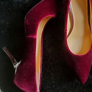 Burgundy Plush Pumps